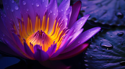 Purple water lily close-up