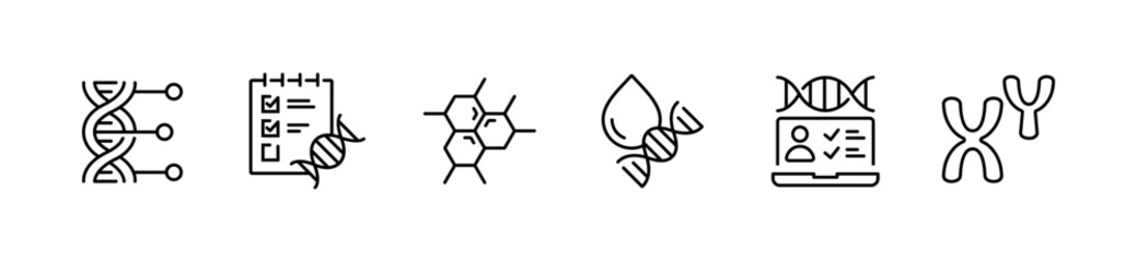 genetic icon vector set chromosome helix micro biotechnology health gene element symbol illustration for web and app