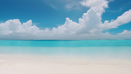Fototapeta na wymiar Beautiful sandy beach calm wave on background white clouds in blue sky 5