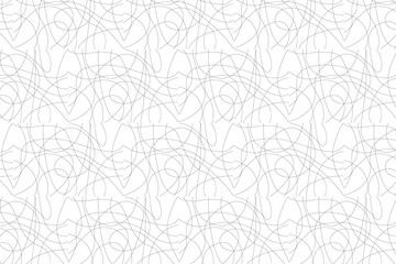 Abstract background. Fantasy ornament of curved lines. Black ornament on a white background for printing on fabric, appliques and cards. Flyer background design, advertising background, fabric, 