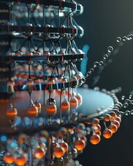 Naklejka premium A detailed view of a nanofluidic device, used for precise control of liquids at the nanoscale