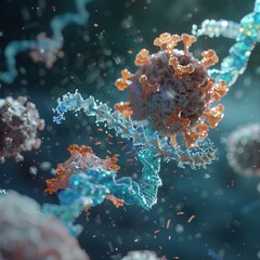 A dynamic visualization of genetic engineering, showing the insertion of foreign DNA into a host cell