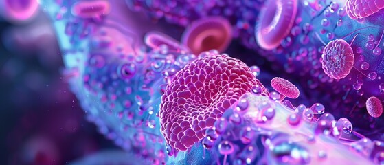 Macro shot of a futuristic spleen filtering pathogens, depicting innovations in immune system support - obrazy, fototapety, plakaty