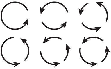 A set of black round arrows. Vector Icon Web Site Graphic. Recycle icon