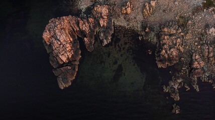 Aerial drone shot of a rocky Swedish west coast area