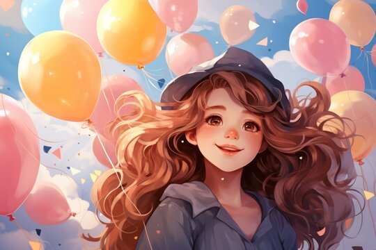 Joyous Virgo embraces birthday festivity with cheerful balloons