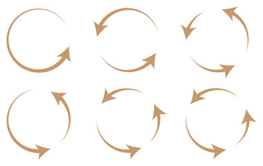different circular arrows of black color, different thickness
