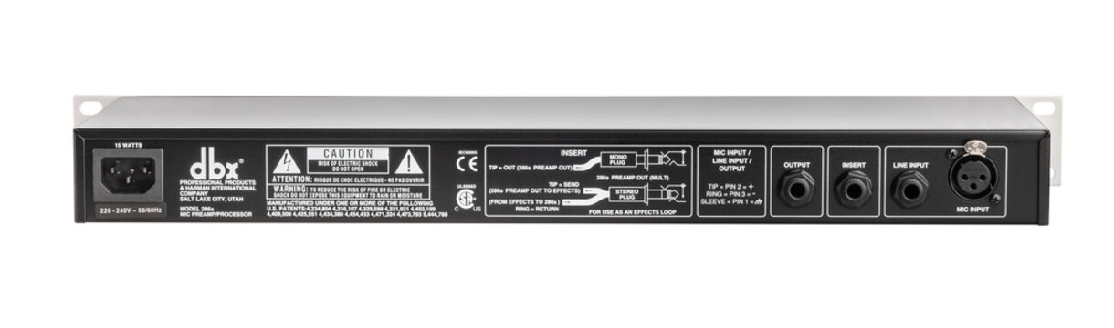 dbx 286s mic preamp processor back path isolated on white