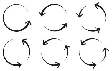Arrow circle icon. Round arrow sign. Line arrow cycle elements