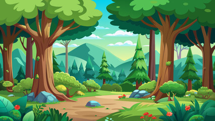 seamless-cartoon-forest-background vector illustration 