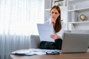 Stressed young woman has financial problems with credit card debt to pay utmost show concept of bad...