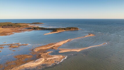 View of the coastal sandbars and peninsulas in Natturi, next to the Finnish Gulf, in the Baltic Sea