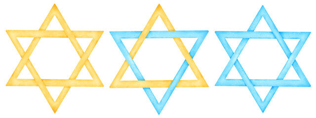 star watercolor of david, star, david, symbol, israel, sign, icon, religion, hebrew, vector, star of david, illustration, religious, design, hanukkah, shape, gold, zion, jerusalem, 3d, art