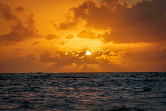 View of a sunrise on the beach in Punta Cana, Dominican Republic