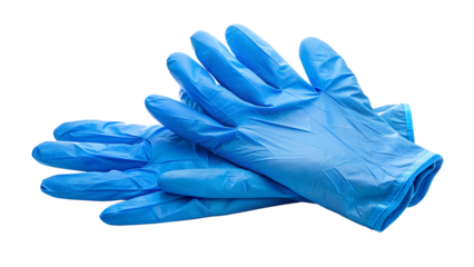 Blue Surgical Gloves Isolated on a White Background, Transparent Background, PNG