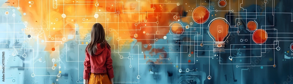 Poster a futuristic coding bootcamp scene showcases the power of digital learning and the language of tomor