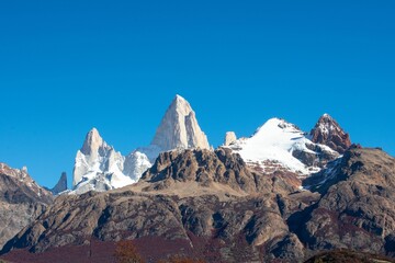Eye-catching view of a mountain range covered in fresh, crisp snow in Patagonia, Argentina