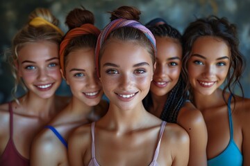 Fototapeta premium Diverse group of happy young female friends having fun