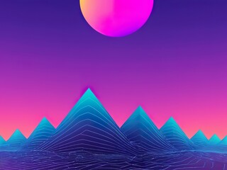 80's style retro background with glowing light