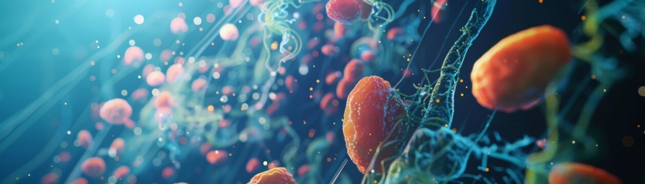 Visualization of the chemical reaction in bioluminescent organisms, detailing the process of light production hyper realistic