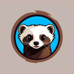 Lovely ferret head cute illustration