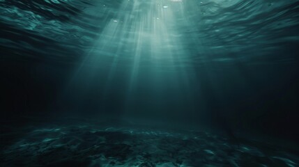 The depths of the ocean where sunlight fails to penetrate, a realm of perpetual darkness hyper realistic