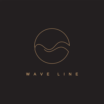 sea ocean wave line logo simple monoline style vector icon symbol illustration