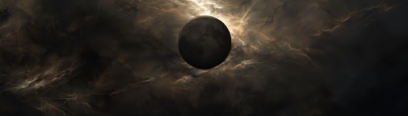 Solar eclipse, depicting the celestial event with dramatic light and shadow play low texture - obrazy, fototapety, plakaty
