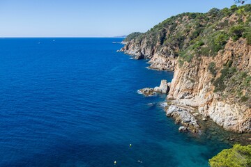 Fototapeta na wymiar Scenic view of the coast of Costa Brava in Tossa de Mar, Catalonia, Spain