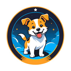 Flat logo of a happy dog