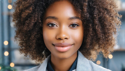 ritratto di una bellissima donna afro con capelli ricci 