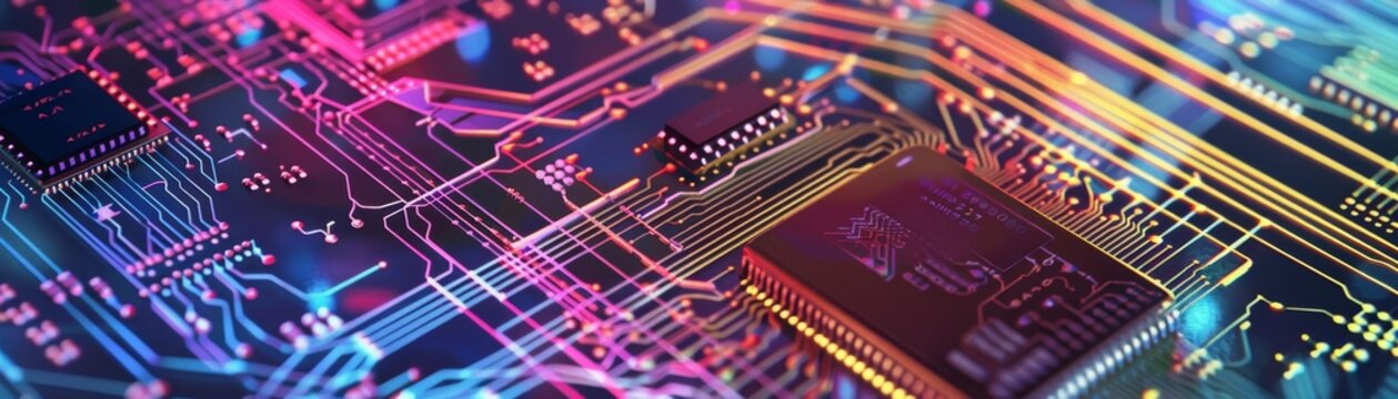 Microscopic view of a semiconductor chip, illustrating the complex architecture of microelectronics no dust