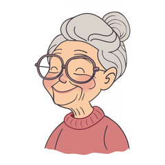 illustration of a old lady, old woman isolated on white background, isolated flat vector modern senior illustration