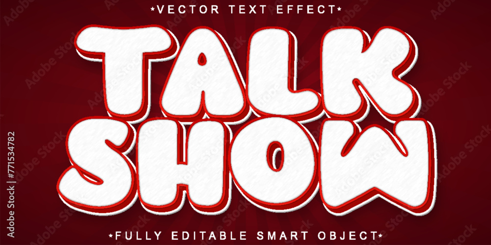 Poster Cartoon Red Talk Show Vector Fully Editable Smart Object Text Effect