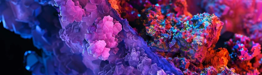 Poster Fluorescence in minerals and organisms, vibrant colors under UV light hyper realistic © kitidach