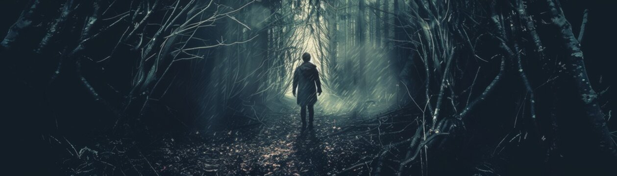 Artistic representation of the fear of darkness nyctophobia, exploring its psychological impact low noise