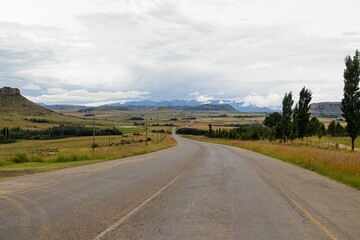 Winding road landscape between the towns of Clarens and Fouriesburg in Free State, South Africa