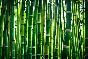 Obraz premium An up close view of a vibrant, verdant bamboo grove
