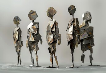 Naklejka premium Figures made by joining small metal plates together