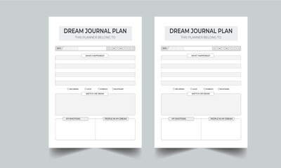 Dream Journal Template Planner Layout