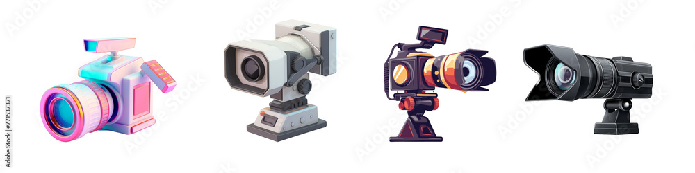 Wall mural Clipart Set: Video Camera with Transparent Background