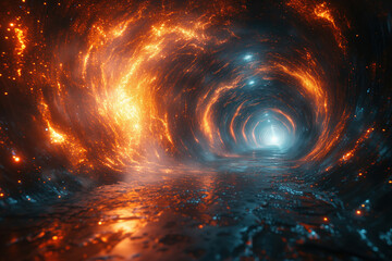 Cosmic gateway digital time quantum tunnel serves as space gate for travel in space AI Generative