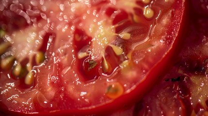 Vibrant red tomato slice, bursting with flavor and perfect for culinary creations.