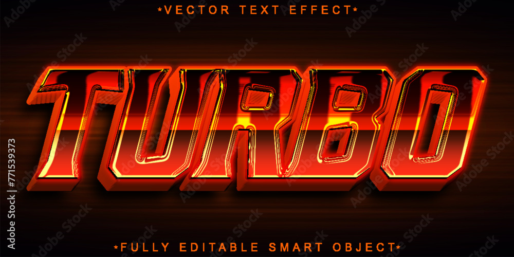 Poster orange shiny turbo vector fully editable smart object text effect