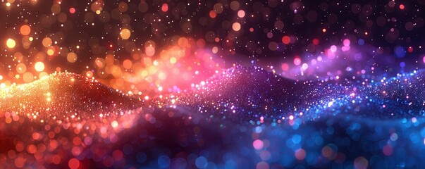 Abstract background with purple, pink and red lights. sparkling the background blurs into soft bokeh. There is a soft, light passing through. - obrazy, fototapety, plakaty