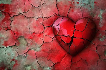 A broken heart with cracks valentine background.