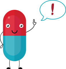 pills with a message, vector, cartoon