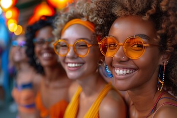 Happy young group of women laughing together.