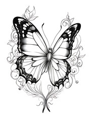 Butterfly hand drawing and sketch smoothly outline shape coloring page ai generated