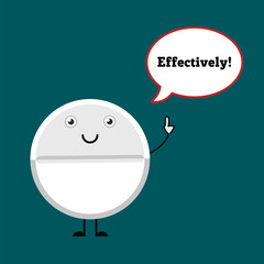 pills with a message, vector, cartoon